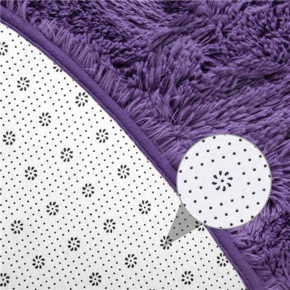 Round Rug 4x4Feet Fluffy Soft Area Rugs forKids Girls Room Princess Castle Plush - Picture 5 of 6